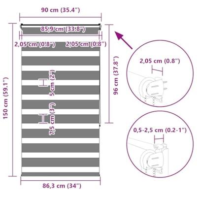 VidaXL Zebra rolgordijn 90x150 cm stofbreedte 85,9 cm zwart