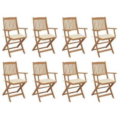 Tuinstoelen 8 st inklapbaar met kussens massief acaciahout