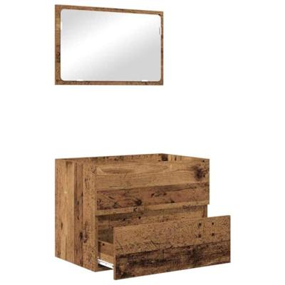 Badkamermeubelset 2 pcs Oud Hout 57 x 37 x 45 cm Bewerkt hout