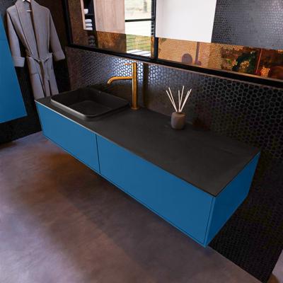 Badkamermeubelset Mondiaz Erin 150 cm met 2 Lades met RIDGE Wastafel Links Urban met 1 kraangat Greeploos Mat Jeans Badkamermeubelset Mondiaz Erin 150 cm met 2 Lades met RIDGE Wastafel Links Urban met 1 kraangat Greeploos Mat Jeans