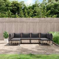 6-delige Loungeset met kussens poly rattan antracietkleurig - thumbnail