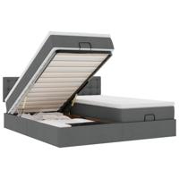 Ottoman bed met matrassen 200x200cm stof donkergrijs - thumbnail