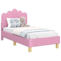 Peuterbedframe met hoofdbord Roze 70 x 140 cm Stof - thumbnail
