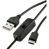 Renkforce Stroomkabel Raspberry Pi® [1x USB-A 2.0 stekker - 1x USB-C stekker] 1.00 m Zwart Incl. in/uit-schakelaar - thumbnail