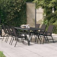 Tuintafel 180x80x70 cm staal en glas grijs en zwart - thumbnail