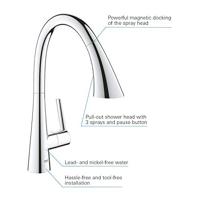 Grohe Zedra Keukenmengkraan Triple Spray Chroom - thumbnail