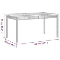 Tuintafel 140x80x75 cm poly rattan en acaciahout beige - thumbnail