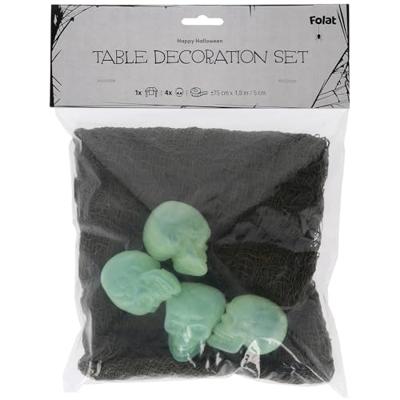 Table Runner Happy Halloween met 4 Skulls (75x180cm)