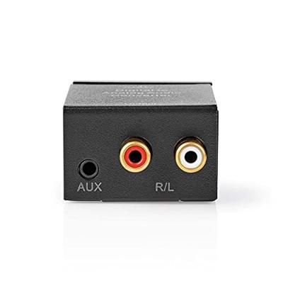 Digitale Audioconverter | 1-weg | Input: 1x Digital RCA / 1x TosLink | Output: 1x (2x RCA) / 1x 3,5 mm | Automatisch | Geïntegreerde versterker | Zwart