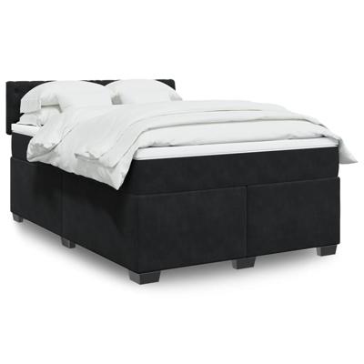 Boxspring met matras fluweel zwart 140x190 cm