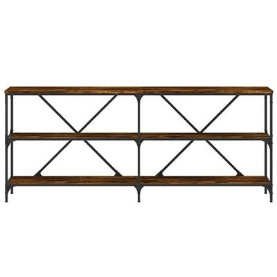 Wandtafel 180x30x75 cm bewerkt hout en ijzer gerookt eikenkleur