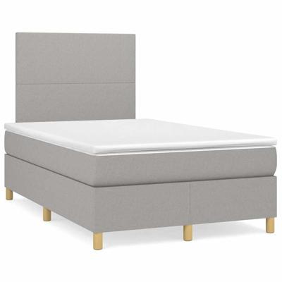 Boxspring met matras en LED stof lichtgrijs 120x190 cm