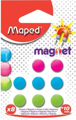 Maped magneten, 10 mm, geassorteerde kleuren, blister van 8 stuks Maped magneten, 10 mm, geassorteerde kleuren, blister van 8 stuks