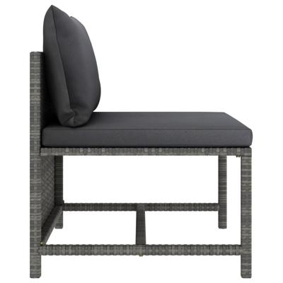 5-delige Loungeset met kussens poly rattan grijs - thumbnail