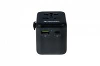 Verbatim UTA-02 Worldwide Travel Adapter + USB-A & USB-C - thumbnail