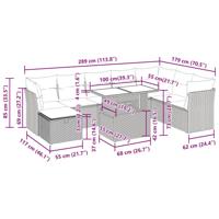 9-delige Loungeset met kussens poly rattan grijs - thumbnail