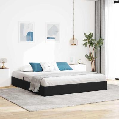 Opslag bed met matras met hoofdeinde Zwart 180 x 200 cm Fluweel
