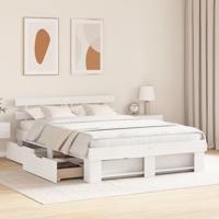 Bedframe met hoofdeinde Wit 140 x 200 cm Massief grenenhout - thumbnail
