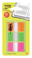 Post-it Index standaard, ft 25,4 x 43,2 mm, blister met 3 kleuren, 20 tabs per kleur - thumbnail