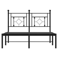Bedframe met hoofdbord metaal zwart 120x200 cm - thumbnail