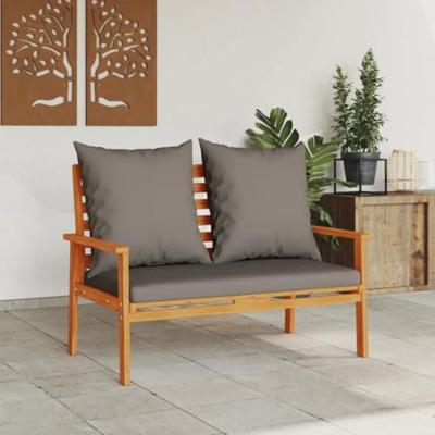 Tuinbank met kussen 120 cm massief acaciahout - thumbnail