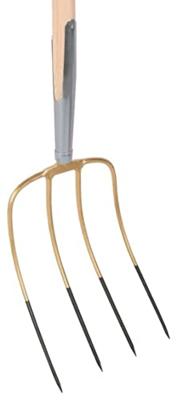 Mestvork 4 tanden houten steel 85 cm met D-greep en stift verbinding