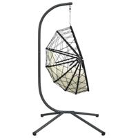 VidaXL Hangstoel met standaard rattan en staal beige - thumbnail