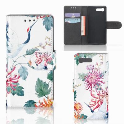 Sony Xperia X Compact | Telefoonhoesje | Met pasjeshouder | Bird Flowers