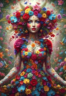 Femme Fleurs Puzzel 1000 stukjes