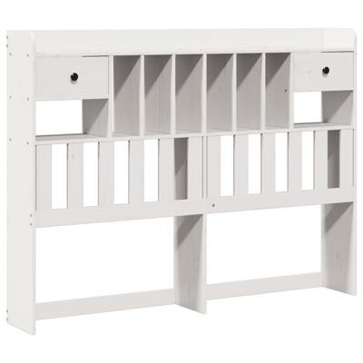 Bed met boekenkast zonder matras grenenhout wit 150x200 cm - thumbnail