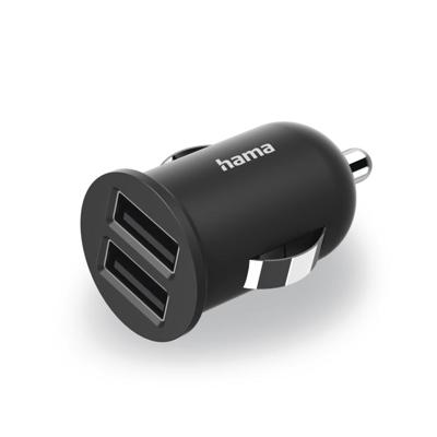 Hama 2-voudige usb-oplader sigarettenaanst. oplaadadapter voor auto 2,4 a/12 w
