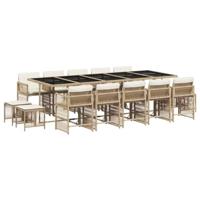 15-delige Tuinset met kussens poly rattan beige - thumbnail