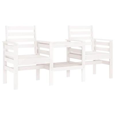 Tuinbank met tafel 2-zits massief grenenhout wit - thumbnail