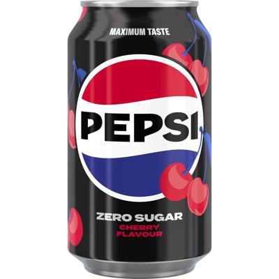 Pepsi Zero Sugar Cherry frisdrank, blik van 33 cl, pak van 24 stuks