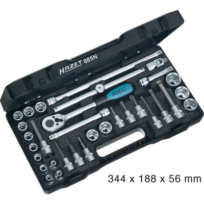 HAZET Dopsleutelset 885N - 3/8 inch (10 mm) vierkant hol - Buiten-zeskant-tractieprofiel, Binnen-zeskant-profiel, Kruiskop profiel PH, Sleufprofiel -