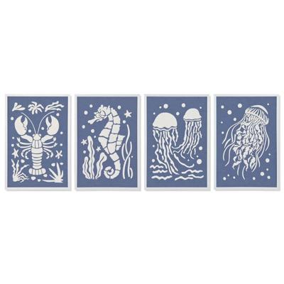 Schilderij Home ESPRIT Blauw Wit Navy 40 x 3 x 60 cm (4 Stuks)