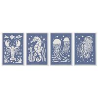 Schilderij Home ESPRIT Blauw Wit Navy 40 x 3 x 60 cm (4 Stuks) - thumbnail