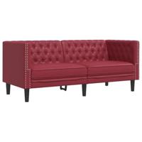 Tweezitsbank Chesterfield-stijl kunstleer wijnrood - thumbnail