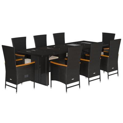 9-delige Tuinset poly rattan zwart - thumbnail