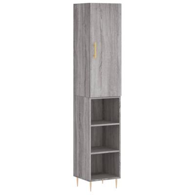 Hoge kast 34,5x34x180 cm bewerkt hout grijs sonoma eikenkleurig