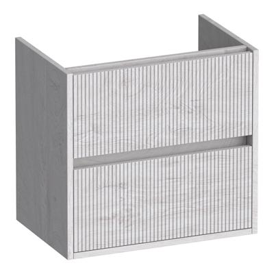 Brauer Adore Wavy - Onderkast Ondiep - 60 cm - met 2 Softclose Lades Greeploos en 1 Sifon Uitsparing - Forest Seashell