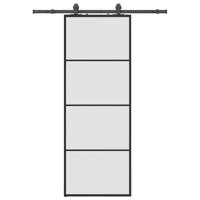Schuifdeur met beslagset 76x205 cm ESG glas zwart - thumbnail