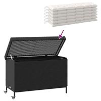 Tuinbox met wielen 110x55x73 cm poly rattan zwart - thumbnail