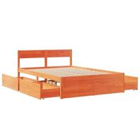 Bed met matras massief grenenhout wasbruin 140x190 cm - thumbnail