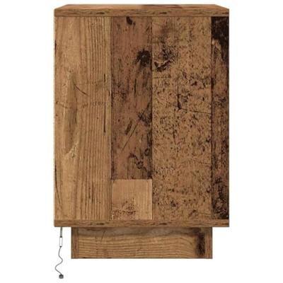 Nachtkastje met LED-verlichting 38x34x50 cm oud hout Nachtkastje met LED-verlichting 38x34x50 cm oud hout