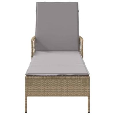 Ligstoel Beige en Licht Grijs 55 x 200 x 92 cm poly rattan