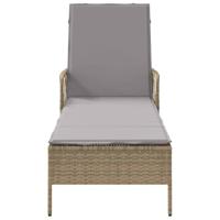 Ligbed met kussen 1-persoon Beige 157 x 55 x 92cm poly rattan - thumbnail