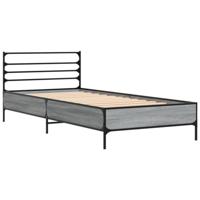Bedframe bewerkt hout en metaal grijs sonoma eiken 90x190 cm - thumbnail