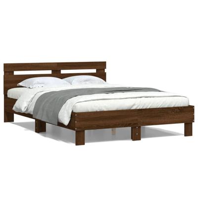 Bedframe met hoofdeinde bewerkt hout bruineikenkleur 120x200 cm
