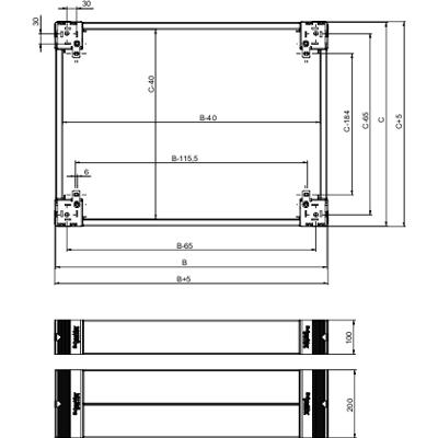 Schneider Electric NSYSPF16200 NSYSPF16200 -sokkel (b x h) 1600 mm x 200 mm Grijs 1 stuk(s)